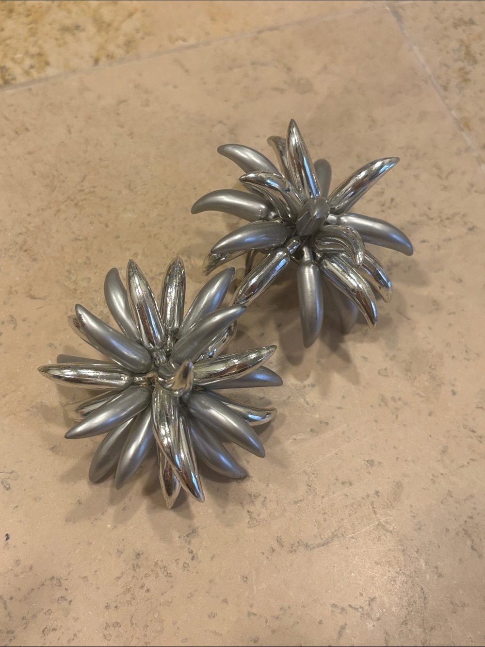 1960 sculptural silver clip on earrings